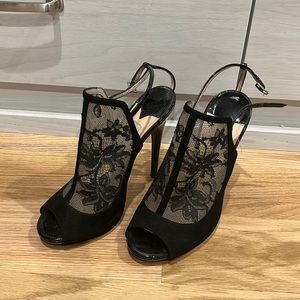 Jimmy Choo lace peep toe heels